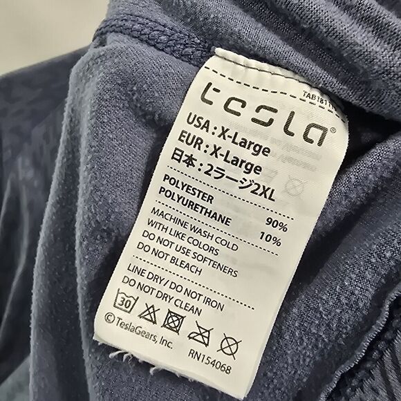 Tesla Shirt Mens XL Blue Long Sleeve Breathable Active Performance Whicking - Picture 3 of 9